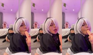 Stunning Japanese Cosplayer Nnnnekochan Delivers A Sensual Dildo Performance In Iconic 2B Attire